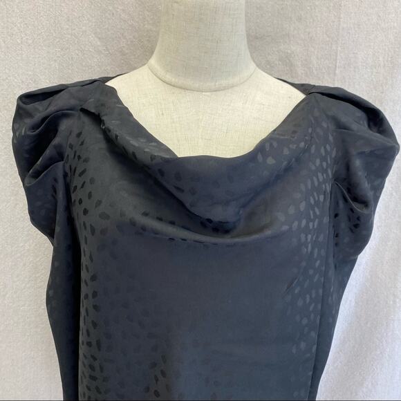 ANN TAYLOR Spotted Puff Shoulder Satin Cowl Neck Top In black Size Medium‎ NWT - Picture 5 of 12